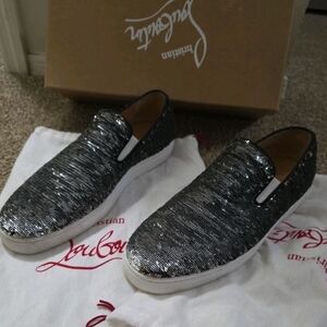 Christian Louboutin Men's Silver Slip-On Shoes